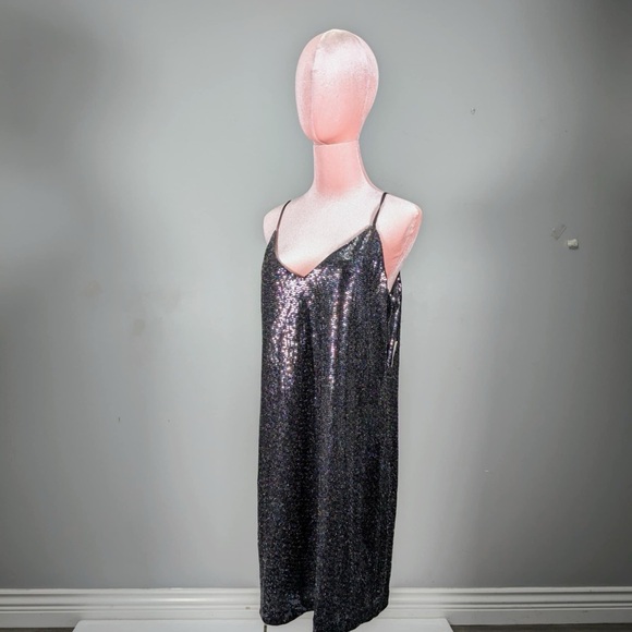 NWT BAR III METALLIC MINI SLIP DRESS  - Large - Picture 5 of 9
